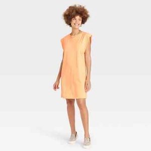 Sleeveless T-Shirt Dress - A New Day Light Orange Small muscle tank Target